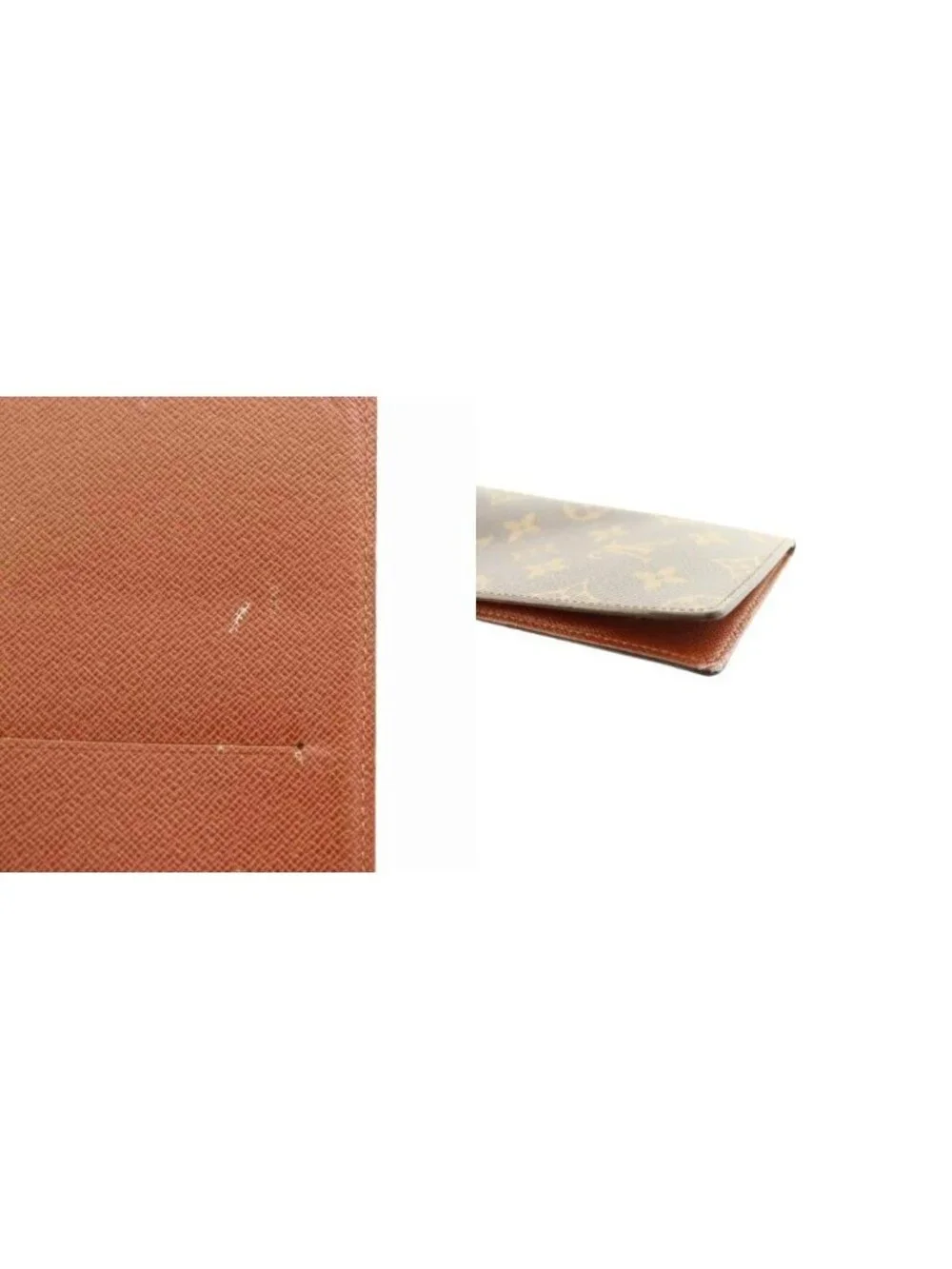 Louis Vuitton 2 Folding Wallet Leather Monogram Canvas Brown SS